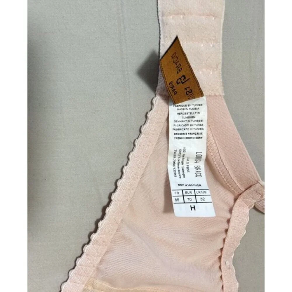 Louisa Bracq Paris Women's Underwire‎ Blush Pink Lace Bra Size 32 H